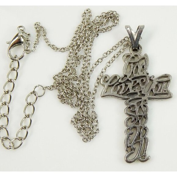 God Loves You Cross Necklace Religious Christian Catholic Jewelry - Picture 2 of 3